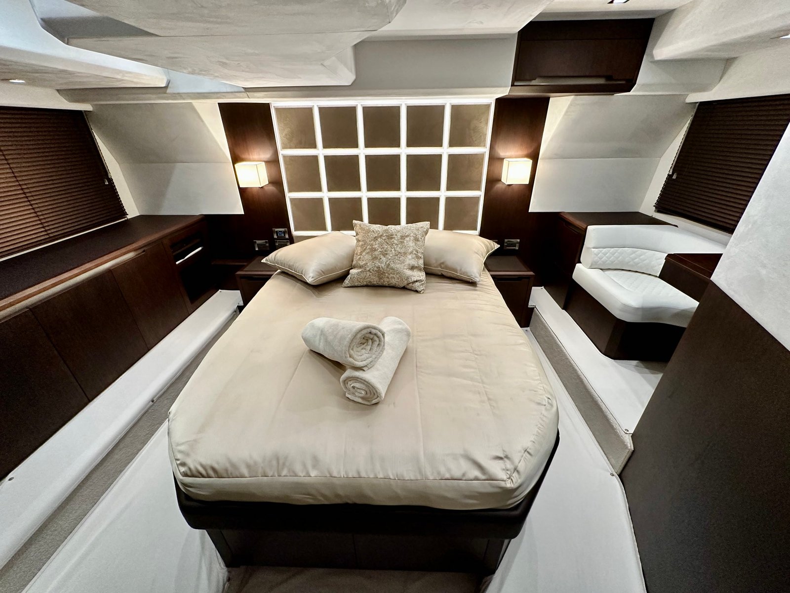 The master stateroom with a double bed